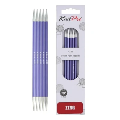 Image of KnitPro Zing: Double Ended Knitting Pins: 20cm x 4.50mm, 4.5mm, Purple
