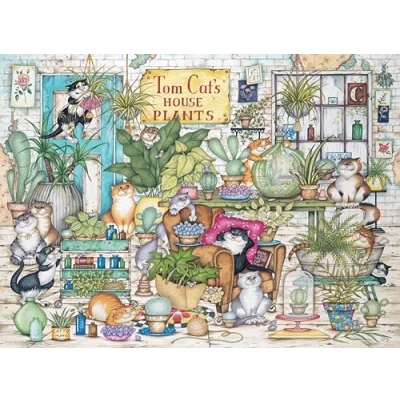 Image of Ravensburger Crazy Cats Tom Cat’s House Plants 500 Piece Jigsaw Puzzle for Adults and Kids Age 10 Years Up Animals