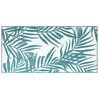 Image of vidaXL Outdoor Rug Aqua and White 80x150 cm Reversible Design
