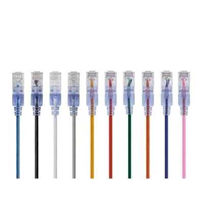 Image of Monoprice Cat6A 25ft 10 Color Patch Cable UTP 30AWG 10G Pure Bare Copper Snagless RJ45 SlimRun Series Ethernet Pack of