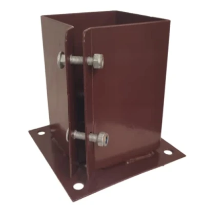 Image of LLB Bolt Down Square Bracket for Pergola Posts Heavy Duty Red Powder Coated Post Fence Foot Base Support Size: 100mm x (4inch 4inch) pack of 1