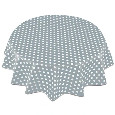 Image of Home Direct Round Oilcloth PVC Wipe Clean Tablecloth Table Cover 160cm 62&quot; Polka Dot Grey Light