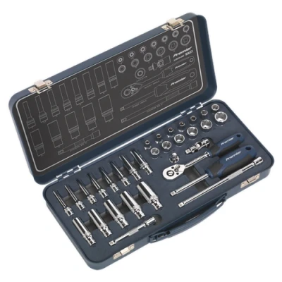 Image of Sealey Premier Socket Set 32pc 1/4&quot;Sq Drive Lock On™ 6pt Metric