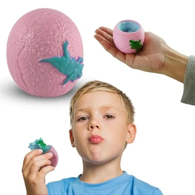 Image of Pink Squeeze Dinosaur Egg 6CM Stress Relief Toy, Pop Up and Release Stress, Fun Sensory Toy for Kids Adults