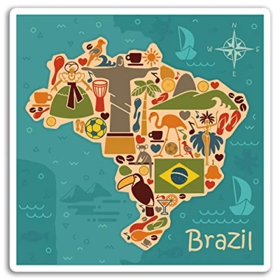 Image of 2 x 10cm Brazil Map Vinyl Stickers Rio Travel Sticker Laptop Luggage #17059 (10cm Tall)