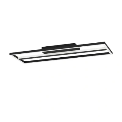 Image of EGLO connect.z Smart Home LED ceiling light Calagrano Z, Zigbee, app and voice control Alexa, tunable white (warm cool white), RGB backlight, dimmable spotlight, black metal lamp, 25 x 8.6 in