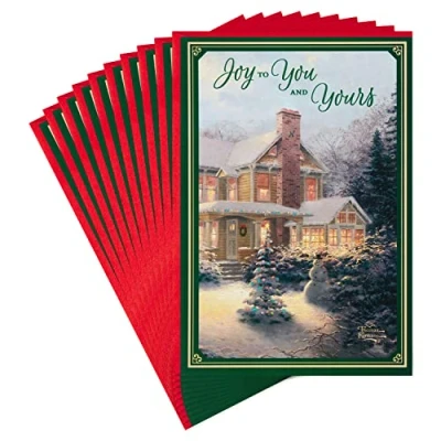 Image of Hallmark Thomas Kinkade Pack of Christmas Cards, Snowy House (10 Holiday Cards with Envelopes)