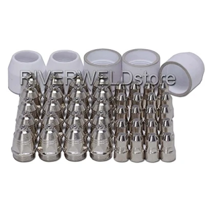 Image of RIVERWELD P 80 Plasma Electrode with Hafnium Wire &amp; Tip Nozzle 1.5mm 100Amp Cutting Torch Consumables Accessory 45pcs