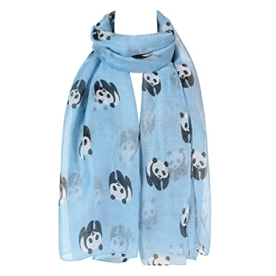 Image of London Scarfs Ladies Women s Panda Print Scarf Wraps Shawl Soft Scarves (Blue)