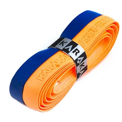Image of Karakal PU SUPER DUO Tennis Racket Replacement Grip Squash Badminton Pack of 1 Orange/Dark Blue