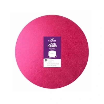 Image of Culpitt 7&quot; Round Cake Boards Cerise 2.7mm Cards For Celebration Cakes, Birthday Treats, Tiers, Cupcakes, and More! 7 inch, Pink, Pack Of 10