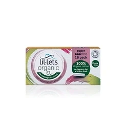 Image of Lil Lets Organic Non Applicator Tampons Super x16 (Pack of 12)