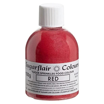 Image of Sugarflair Red Edible Glitter Sugar Sprinkles for Cake Decorating, Sprinkle on Cakes, Cupcakes Treats, Desserts Ice Cream and Deserts 100g