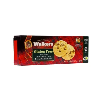 Image of Walkers Shortbread Gluten Free Chocolate Chip Rounds, Traditional Pure Butter Scottish Recipe, 140g (Pack of 12)