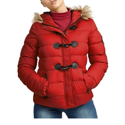 Image of SS7 Womens Puffer Jacket Padded Parka Faux Fur Coat Plus Sizes Red
