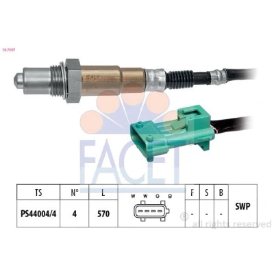 Image of EPS1997597, KW497597 Lambda sensor FACET 10.7597 Made in Italy OE Equivalent Heated, Planar probe, Thread pre greased 4 PEUGEOT: 207 Hatchback