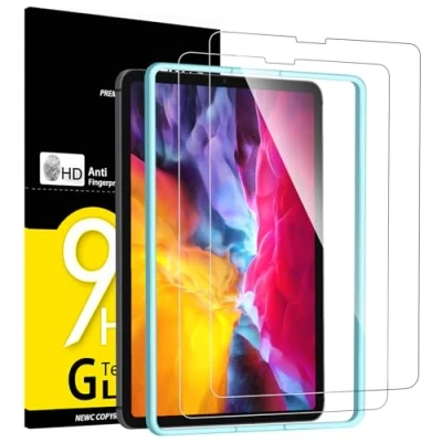 Image of NEW&#039;C 2 Pack Designed for iPad Air 5/4 10.9 Inch (2022/2020), Pro 11 (2022/2021/2020/2018) Screen Protector Tempered Glass, Ultra Resistant (Easy Installation Frame)