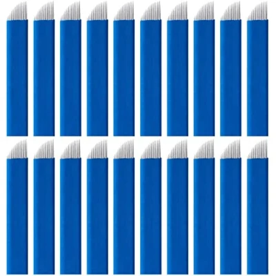 Image of 20 Pcs Permanent Makeup Blades Disposable Eyebrow Microblading Needles Tattoo for Supplies Manual