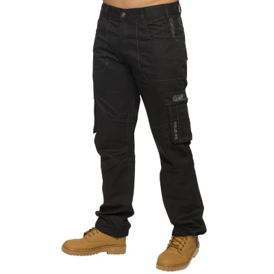 Image of Enzo Mens Cargo Combat Jeans Trousers Casual Work Denim Pants All Waist Sizes (38W / 30L, Black)