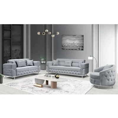 Image of Olympia Furniture Parma Luxurious Modern Arabian Opulence Sofa Bed Available In 3+2+1 Seater and 3 Color (Grey, 3+2 Seater)