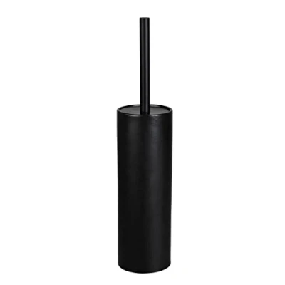 Image of WENKO Ceramic toilet set Casoli, brush holder incl. with silicone WC head (Ø 7.5), flexible plastic cover, (W/D x H): Ø 9.1x40 cm, in timeless black