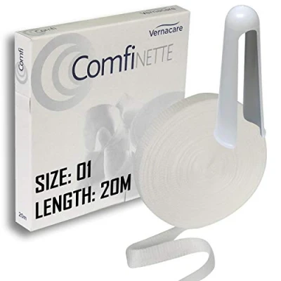 Image of Comfinette Size &#039;01&#039; Tubular Viscose Stockinette Dressing Unstretched Width 1.5cm Ideal for Fingers and Toes 20m Length (1 Box) + Applicator