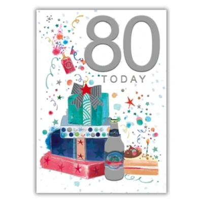 Image of Words and Wishes 80th Birthday Card For A Man 80 Today Gifts 8.5 x 6 Inches