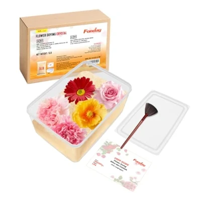 Image of Fonday 5LBS(2.27Kg) Silica Gel Flower Drying Crystals with Sealed Container and Brush Fine Color Indicating Reusable,Bead Size