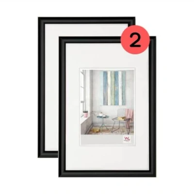 Image of walther Design Picture Frame Black 30 x 45 cm Twin Pack, Trendstyle Plastic KP045BD
