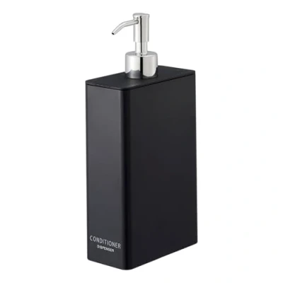 Image of Yamazaki Home Conditioner Dispenser Contemporary Bottle Pump for Shower, ABS Resin, Stainless, Polyethelene, Black, One Size