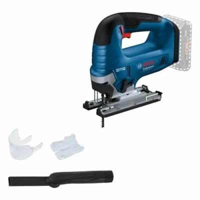 Image of Bosch Professional 18V System Cordless Jigsaw GST 125 B (with Bow Handle, Bevel cuts up to 45 Angles, 1 x Blade, dust Extraction Set)
