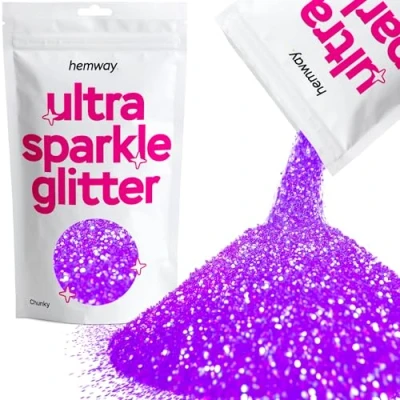 Image of Glitter Fluorescent Purple Ultra Sparkle Sequins Nail Face Festival Christmas Halloween Makeup Chunky 100g / 3.5oz
