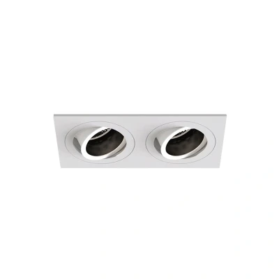 Image of Pinhole Square Twin Adjustable 2 Light Downlight Matt White, GU10