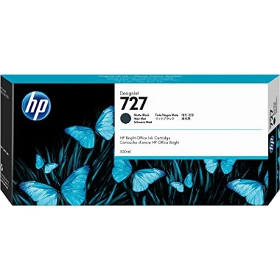 Image of HP 727 C1Q12A Matte Black 300 ml Genuine DesignJet Ink Cartridge, high capacity, Ink, for T2500, T1500 &amp; T900 Series Large Format Plotter Printers and Printhead
