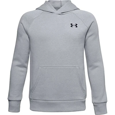 Image of Under Armour Boy&#039;s Rival Cotton HOODIE, Mod Gray Light Heather Black (011), S M UK