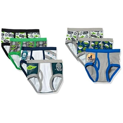 Image of Star Wars Boys&#039; Baby Yoda Mandalorian Underwear Multipacks Available in Sizes 2/3t, 4t, 4, 6, 8, 10 and 12, 7 Pack 100% Combed Cotton Brief, 2 3 Years (Pack of 7)
