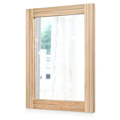 Image of AAZZKANG Rustic Mirrors for Wall Rectangle Wood Frame Mirror 50 x 40 cm Farmhouse Bedroom Bathroom Decorative