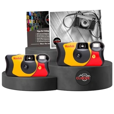 Image of Clikoze Disposable Cameras Multipack Bundle with 2 Kodak Funsaver Single Use 35mm 39 EXP and Photography Tips Card