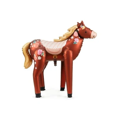 Image of Foil Balloon Horse 101 x 105 cm XXL for Helium or Air Children&#039;s Birthday Girls Animal Decoration &amp; Party Brown