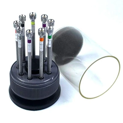 Image of LLF 9pcs Precision Flat Blade Slotted Screwdriver Set for Watchmakers, Includes 7 Sizes Screwdrivers and 2