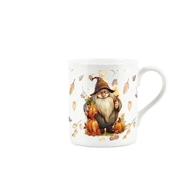 Image of Garden Gnome Mug Pumpkins Small Fine Bone China White Coffee/Tea Present Gift