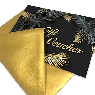 Image of Gift Vouchers with Envelopes, Black and Gold Blank Certificate Cards, A6 Size ideal for Businesses, Beauty Salons, Wedding, Restaurant, Christmas, Birthday (20 Pack)