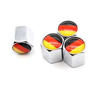 Image of German flag Style Tire Valve Dust Caps Dustproof Cap Stem for Cars,4 Pcs/Set (Silver)