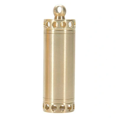 Image of Portable Waterproof Mini Brass Pill Bottle with Keychain Medicine Case Holder Tablets Box Seal Container for Outdoor Travel, L