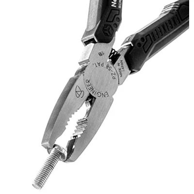 Image of multi function combi gripping pliers with &#039;damaged screw&#039; extractor jaws (made in Japan). Engineer pz 58 GT neji saurus (black grips)