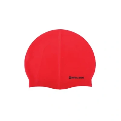 Image of Endless EL1019 Classic Comfortable Plain Silicon Swimming Cap Red Material : Fully Elastic Waterproof For Long and Short Hair with Thicker Edge Adults, Women Men