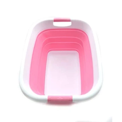 Image of SAMMART 25L Collapsible Laundry Basket/Tub Foldable Storage Container/Organizer Portable Washing Bin Space Saving Hamper, Water Capacity: 19L (Pink)