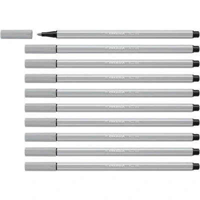 Image of Premium Fibre Tip Pen STABILO 68 Pack of 10 Light Cold Grey