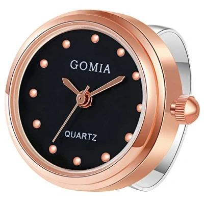 Image of JewelryWe Men Women Novelty Finger Watch Adjustable Ring Round Dial Quartz Rings, for Mothers Day