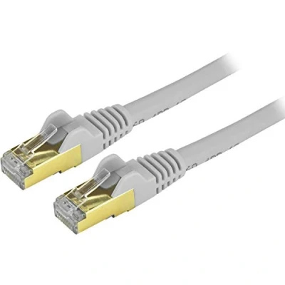 Image of StarTech.com 14 ft CAT6a Ethernet Cable 10 Gigabit Shielded Snagless RJ45 100W PoE Patch Cord 10GbE STP Network w/Strain Relief Gray Fluke Tested UL/TIA Certified (C6ASPAT14GR)